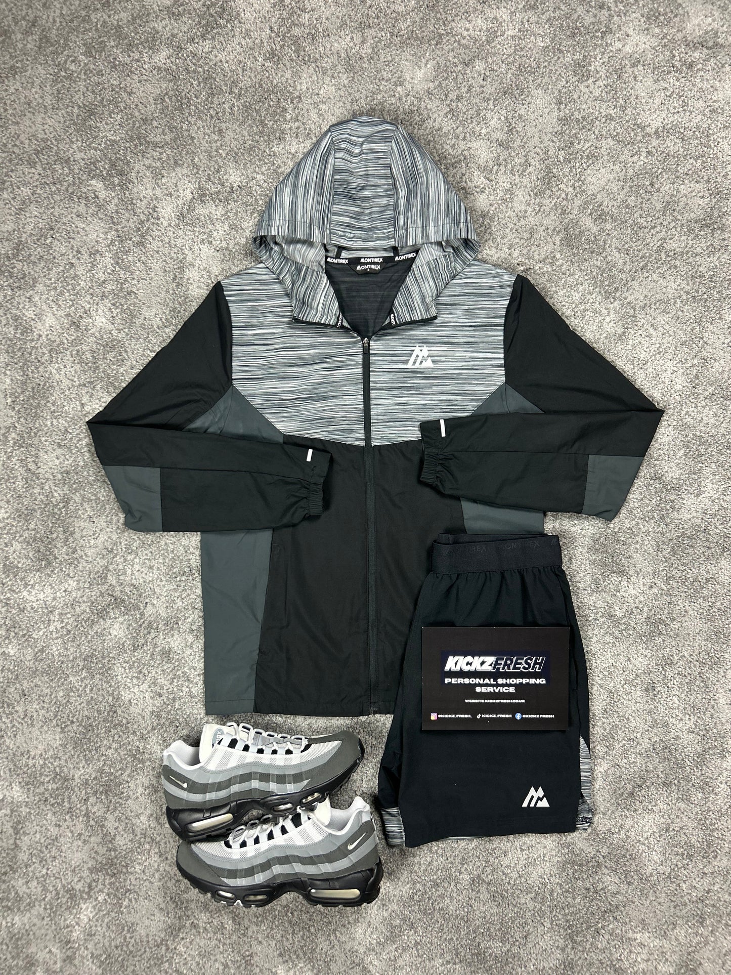 Montirex Trail Black Grey Windrunner Mens Set