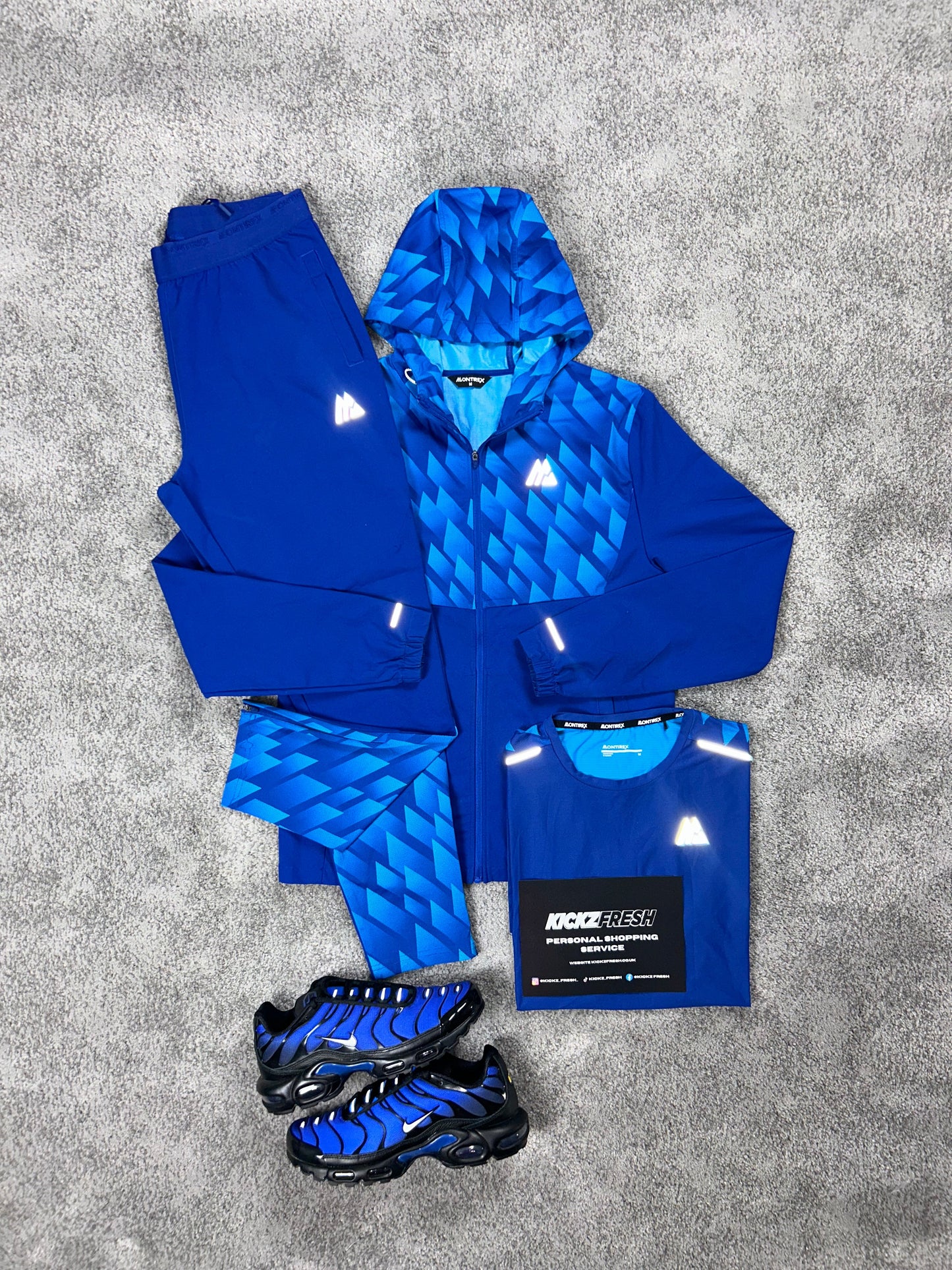 Montirex 3 Piece Windrunner Grid Royal Blue Tracksuit